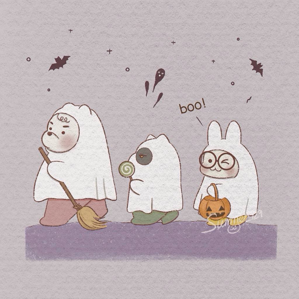 _summer129_'s tweet photo. boo! 👻 

✨Happy Halloween 🎃✨
.
.
.
.
.
.
#Halloween #Halloweenart #북극곰 #polarbearcub #samoyed #사모예드 #puppy  #bunny #うさぎ #procreate #_summer129_ https://t.co/Gzn4tUrwB3