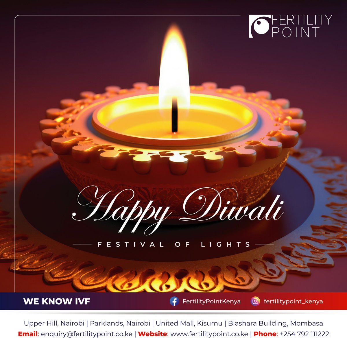 KenyaFertility's tweet photo. Celebrating the light within and around us this Diwali! May your life be filled with love, prosperity, and endless joy. 

Happy Diwali from all of us at  Fertility Point Kenya!

#diwali2024 #Diwali #fertilitypoint https://t.co/kA9goF44jD