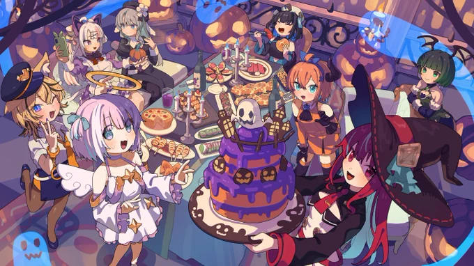 「ミクストガールズ」様のハロウィンイラストを描かせて頂きました、よろしくお願いいたします!#ミクスト #HappyHalloween 