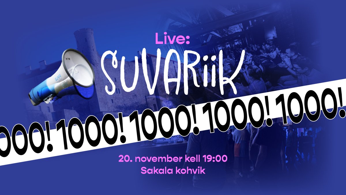 annvaida's tweet photo. podcast "see on suvariik" ehk mina ja @martbelkin ootame külla. tuleb üllatusi täis lahe õhtu. siin veel infot ja tänase lõpuni veits soodsam pilet: https://t.co/BfbB7455BB https://t.co/nw7fdTv3ln