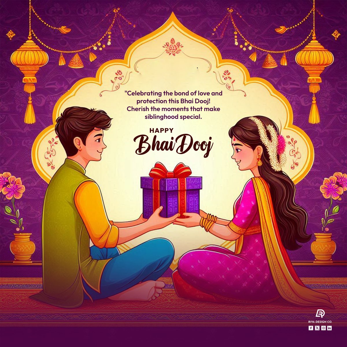 Infinit1design's tweet photo. On this Bhai Dooj, honor the timeless bond between brothers and sisters. 🎁💖May your relationship be filled with love, laughter, and endless support. Here’s to celebrating the joy of togetherness! ❤️🌺

#HappyBhaiDooj #SiblingBond #FestiveLove #FestiveGlow #Love #RiyaDesignCo https://t.co/JhdUIIOYJ5