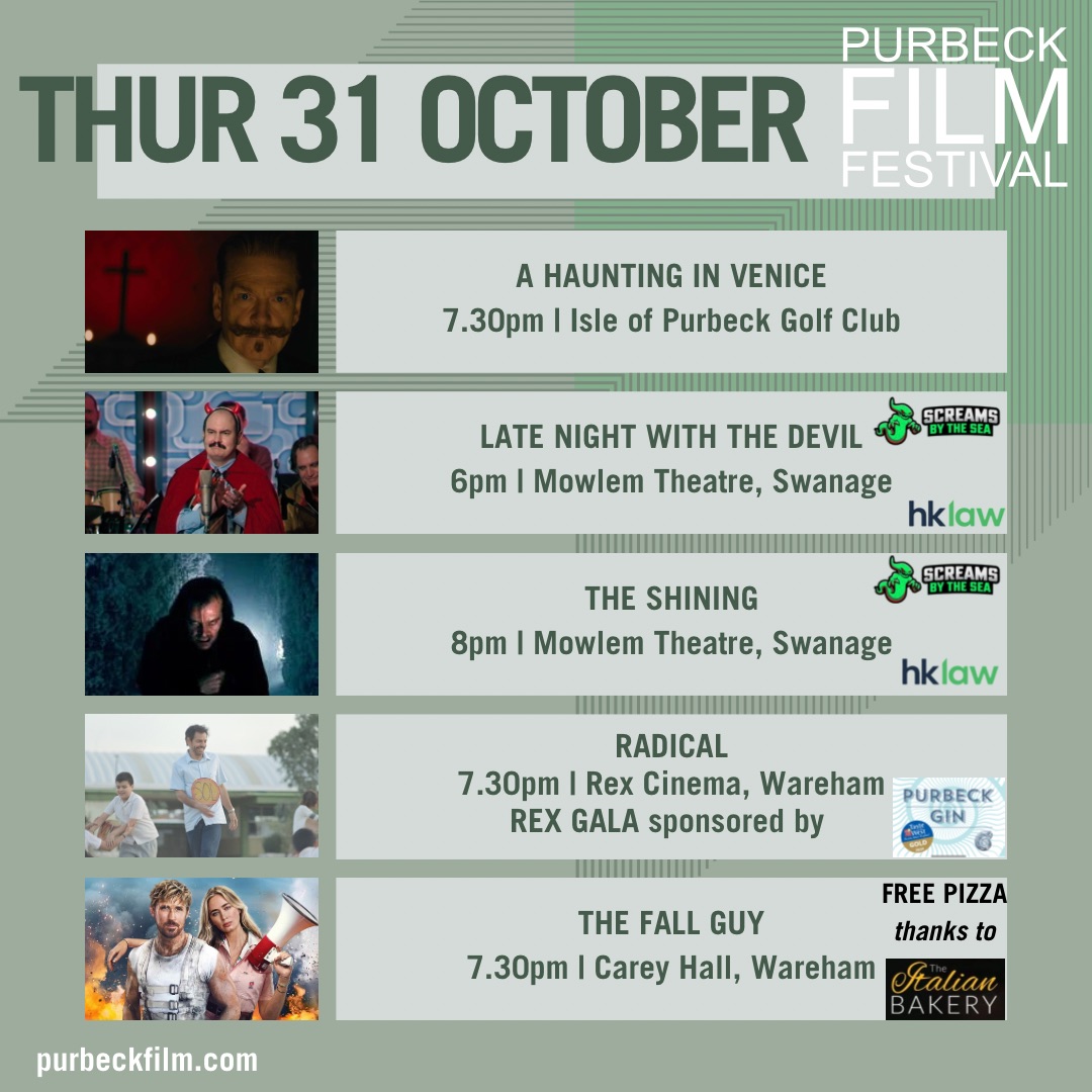 Purbeck FilmFestival (@purbeckfilm) on Twitter photo Happy Halloween! Full day from Horror Night <a href="/mowlemtheatre/">Mowlem Theatre</a> (thanks ScreamsbytheSea&HKLaw), horror/mystery A Haunting in Venice <a href="/GCPURBECK/">Isle Of Purbeck Golf Club</a>, The Fall Guy @ Carey Hall (FREE PIZZA) & Rex Gala-Radical <a href="/REXWAREHAM/">Rex Wareham</a> (thanks Purbeck Gin).zurl.co/ItnM #Halloween #Horror Happy Halloween! Full day from Horror Night <a href="/mowlemtheatre/">Mowlem Theatre</a> (thanks ScreamsbytheSea&HKLaw), horror/mystery A Haunting in Venice <a href="/GCPURBECK/">Isle Of Purbeck Golf Club</a>, The Fall Guy @ Carey Hall (FREE PIZZA) & Rex Gala-Radical <a href="/REXWAREHAM/">Rex Wareham</a> (thanks Purbeck Gin).zurl.co/ItnM #Halloween #Horror