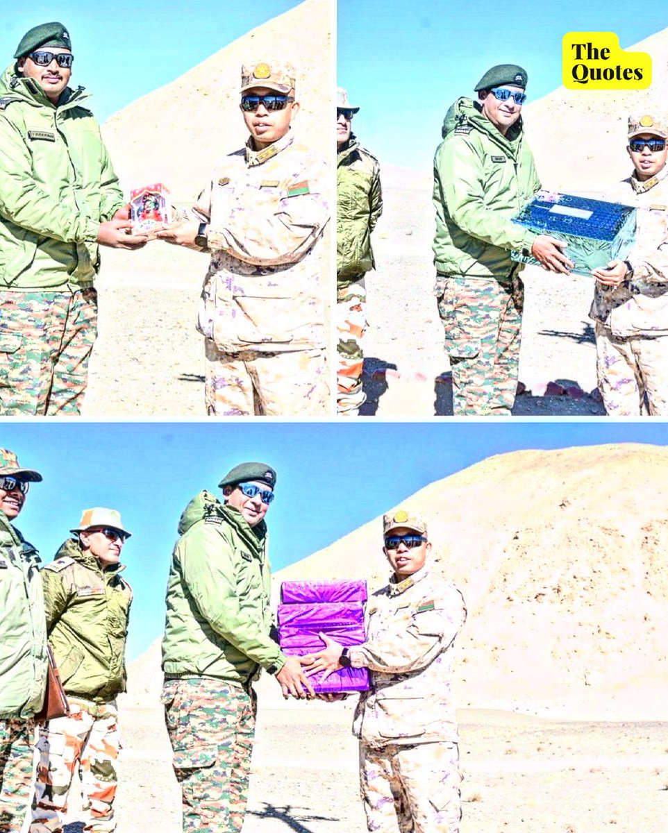 Just In || Indian and Chinese soldiers exchange sweets at the Chushul-Moldo border in celebration of Diwali.

#indiachinaborder #DiwaliFestival