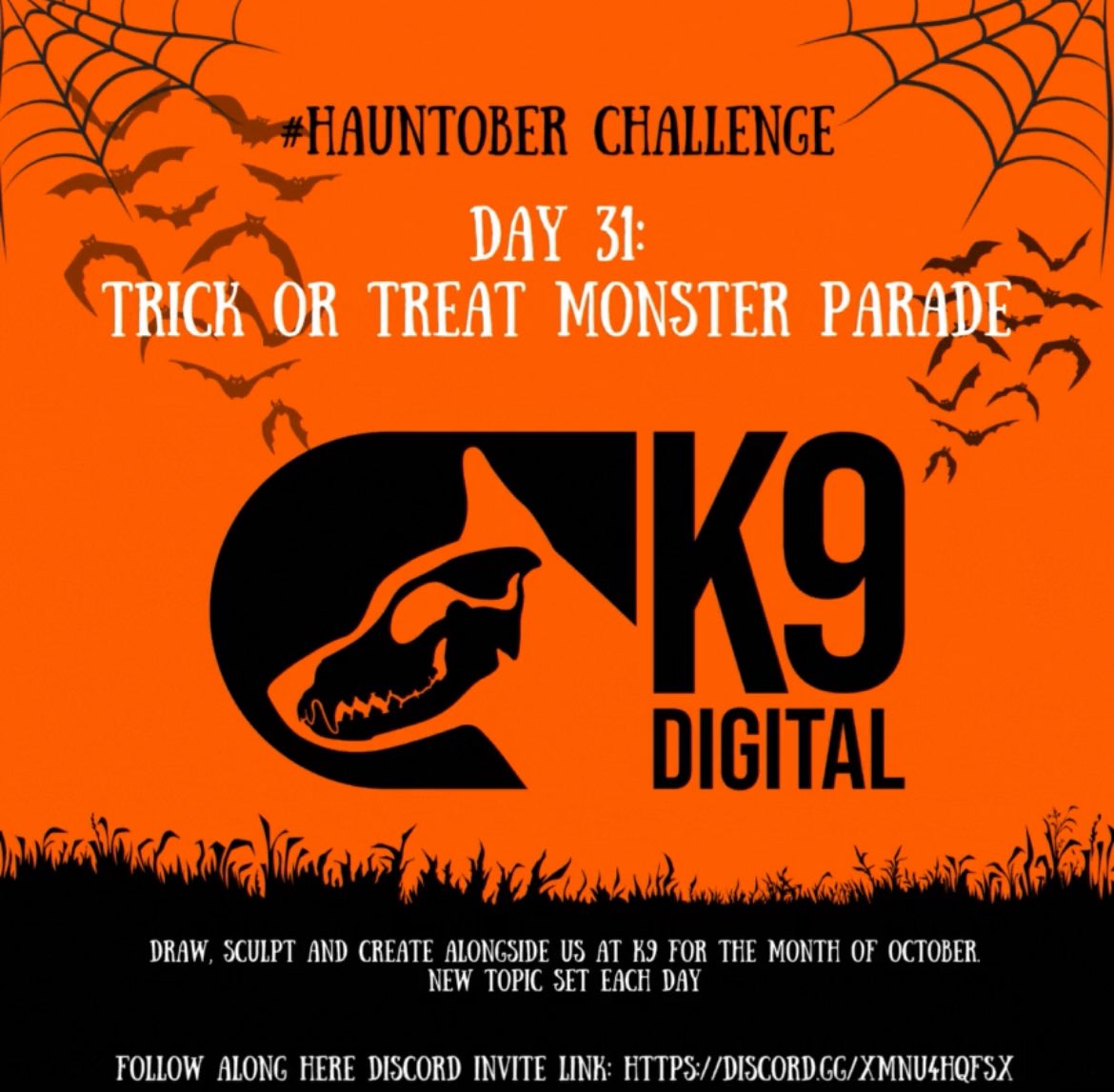 DAY 31: TRICK OR TREAT MONSTER PARADE

Come and join us on our Discord K9 Workshops to follow along the channel. We are drawing, sculpting and creating a new topic each day.

discord.gg/XmNu4HQFSx

#Hauntober #characterart #Hauntoberchallenge24#conceptart #K9digital