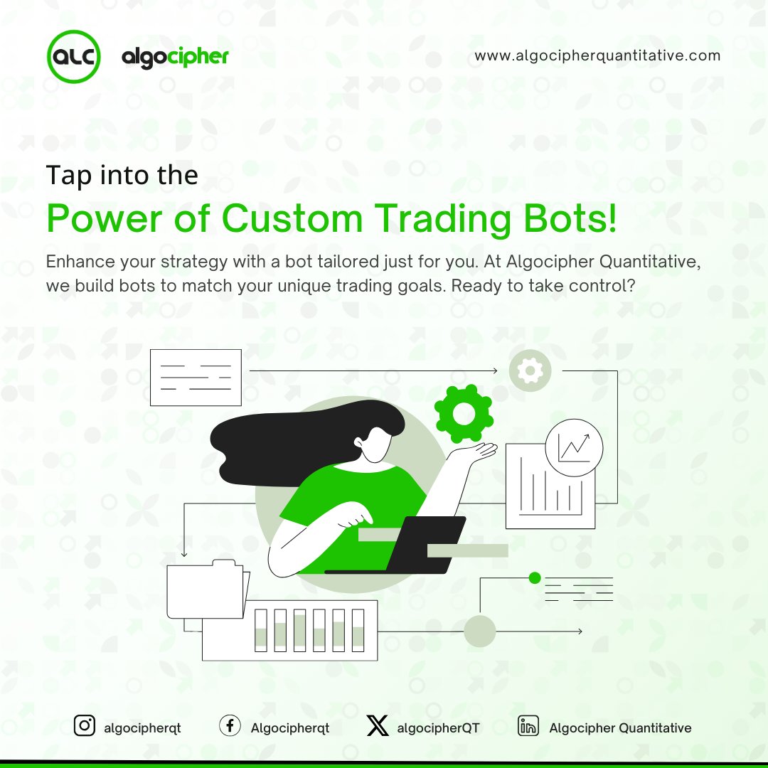 algocipherQT's tweet image. Enhance your strategy with a bot tailored just for you. We build bots to match your unique trading goals. 

Ready to take control? 
#algocipherquantitative #thealgocipheradvantage #tradingautomation #FutureOfTrading #NoMoreManual #AutomatedTrading  #TradingAssistant
