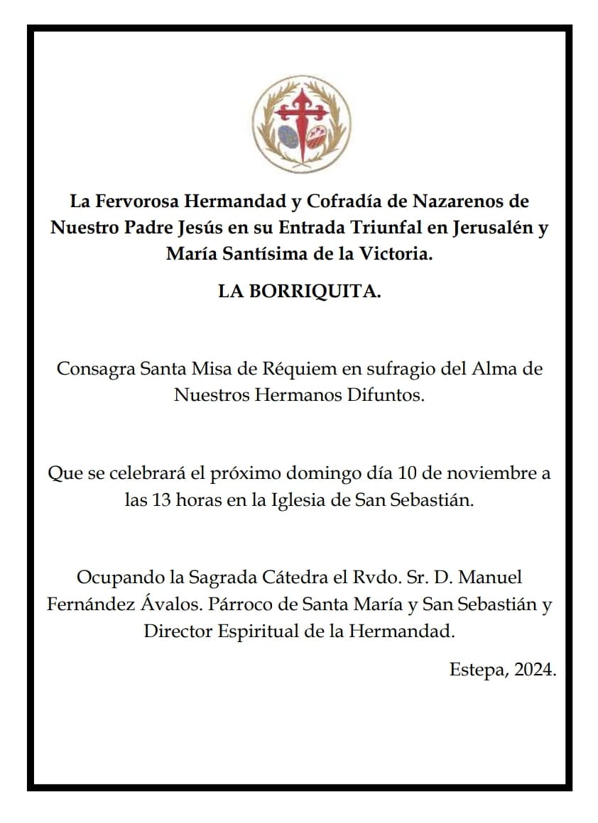 FESTIVIDAD DEL LOS DIFUNTOS: 
Ya luce nuestra Madre María Santísima de la Victoria para la festividad de los difuntos.