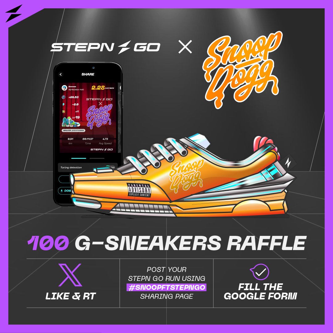 Final call! 🎵 #SnoopFtSTEPNGO Day 4 is here! 

Your LAST chance to win 1 of 100 co-branded Genesis Sneakers on X! 🌟

How to enter: 

1️⃣ RT + Follow <a href="/Stepnofficial/">STEPN GO</a>

2️⃣ Post your STEPN GO run using the #SnoopFtSTEPNGO sharing page 

👉 You’ll find this sharing page under the