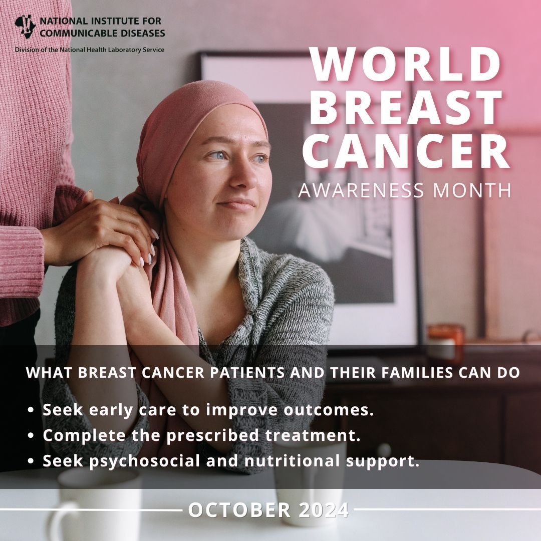nicd_sa's tweet photo. This year, #BreastCancerAwarenessMonth focuses on coming together to offer the warmth, care, and support every patient deserves as they navigate their difficult journey. It takes co-ordinated efforts at every level to truly improve breast cancer prevention, care, and support. https://t.co/n7TxbS5muP