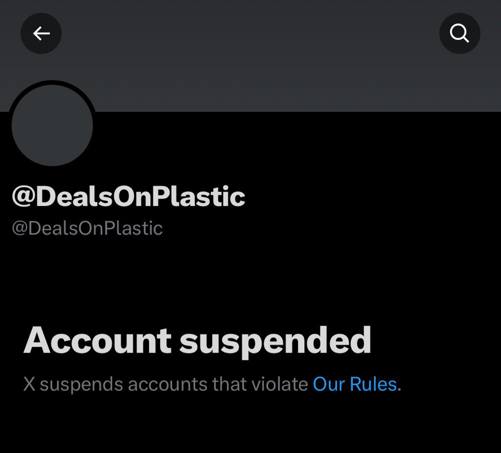 🚨Bring back <a href="/DealsOnPlastic/">Deals On Plastic</a> 🚨

<a href="/XCorpIndia/">X India</a> <a href="/X/">X</a> suspended my account since May 2024 with 2.2k+ followers for alleged “impersonation” but it was purely for a space to share &amp; learn about credit cards, banking insights, etc.

RETWEET to HELP me RESTORE &amp; REVOKE their decision!🙌