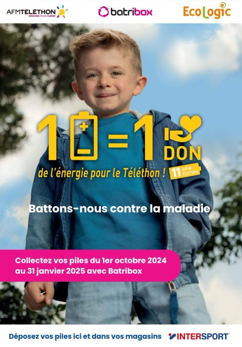 Vous avez jusqu'au 8 novembre pour vous inscrire....commander vos kits, fûts...cartons!!!
Patience pour ceux qui viennent de le faire...le matériel va arriver!!!
1pile1don-telethon.fr
allez, on y va les copains!!!!