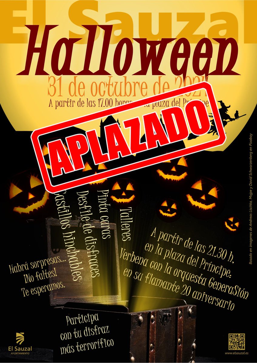 Tras decretar de tres días de luto oficial por las consecuencias de la DANA que afecta al levante peninsular, se aplazan las actividades previstas para hoy.

Se incluye Halloween, la entrega de premios del Concurso de Fotografía de Manzana Reineta y los Talleres por los Barrios.