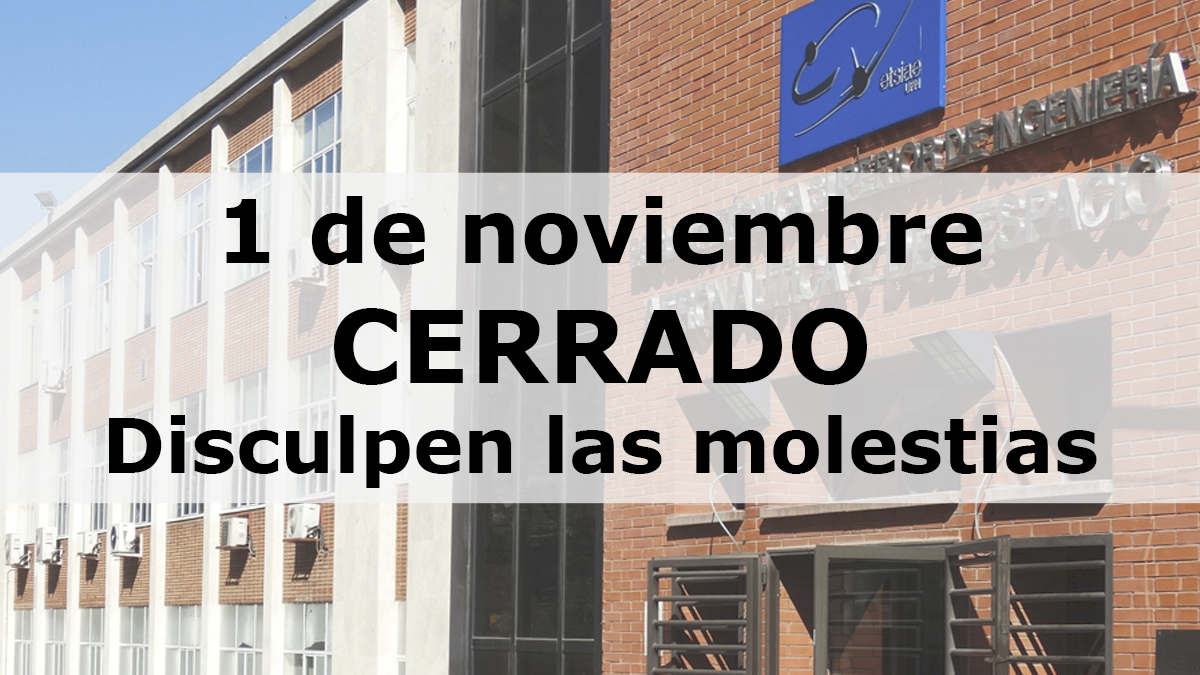 ETSIAE - UPM (@aeroespacialupm) on Twitter photo Mañana 1 de noviembre, la #ETSIAE @la_UPM permanecerá cerrada con motivo de la festividad de Todos los Santos.
📚<a href="/AeroBibETSIAE/">Biblioteca ETSIAE UPM</a> abre en su horario ampliado todo el puente.
🔹Reserva puesto en accede.upm.es y trae documento identificativo.
<a href="/DelegacionAero/">Delegación de Alumnos de la ETSIAE</a> #somosUPM Mañana 1 de noviembre, la #ETSIAE @la_UPM permanecerá cerrada con motivo de la festividad de Todos los Santos.
📚<a href="/AeroBibETSIAE/">Biblioteca ETSIAE UPM</a> abre en su horario ampliado todo el puente.
🔹Reserva puesto en accede.upm.es y trae documento identificativo.
<a href="/DelegacionAero/">Delegación de Alumnos de la ETSIAE</a> #somosUPM