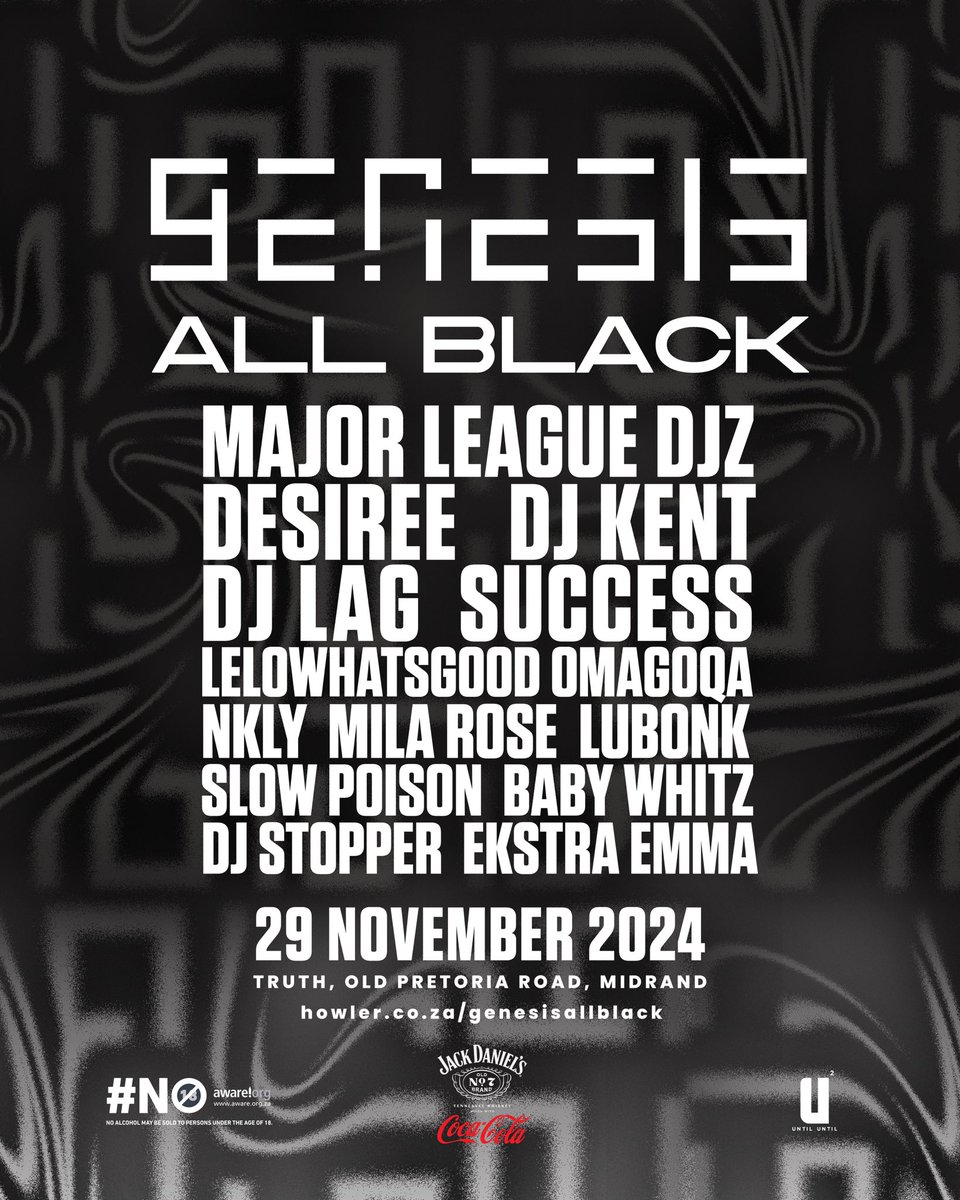 The Original All Black Party is back at the most iconic club in the country <a href="/TRUTHjhb/">TRUTH</a> 

🎫 howler.co.za/genesisallblack 

#BornReady #GenesisAllBlack