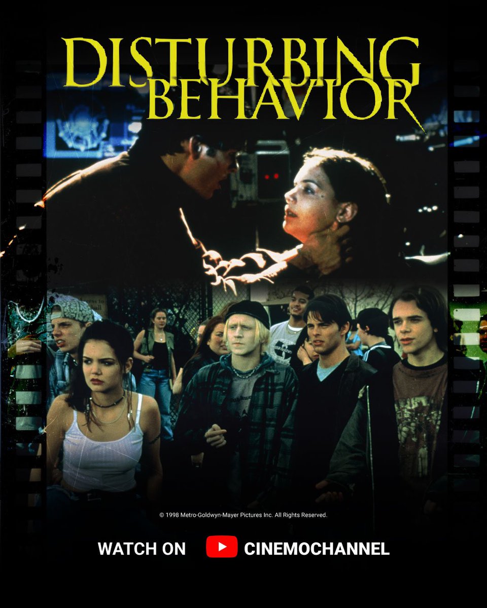 ABSCBNpr's tweet photo. 90s vibe ✅ 
Teen film ✅ 
Cool soundtrack ✅

Watch #DisturbingBehavior now streaming on the CineMo YouTube channel! https://t.co/laQ7hNFmBh