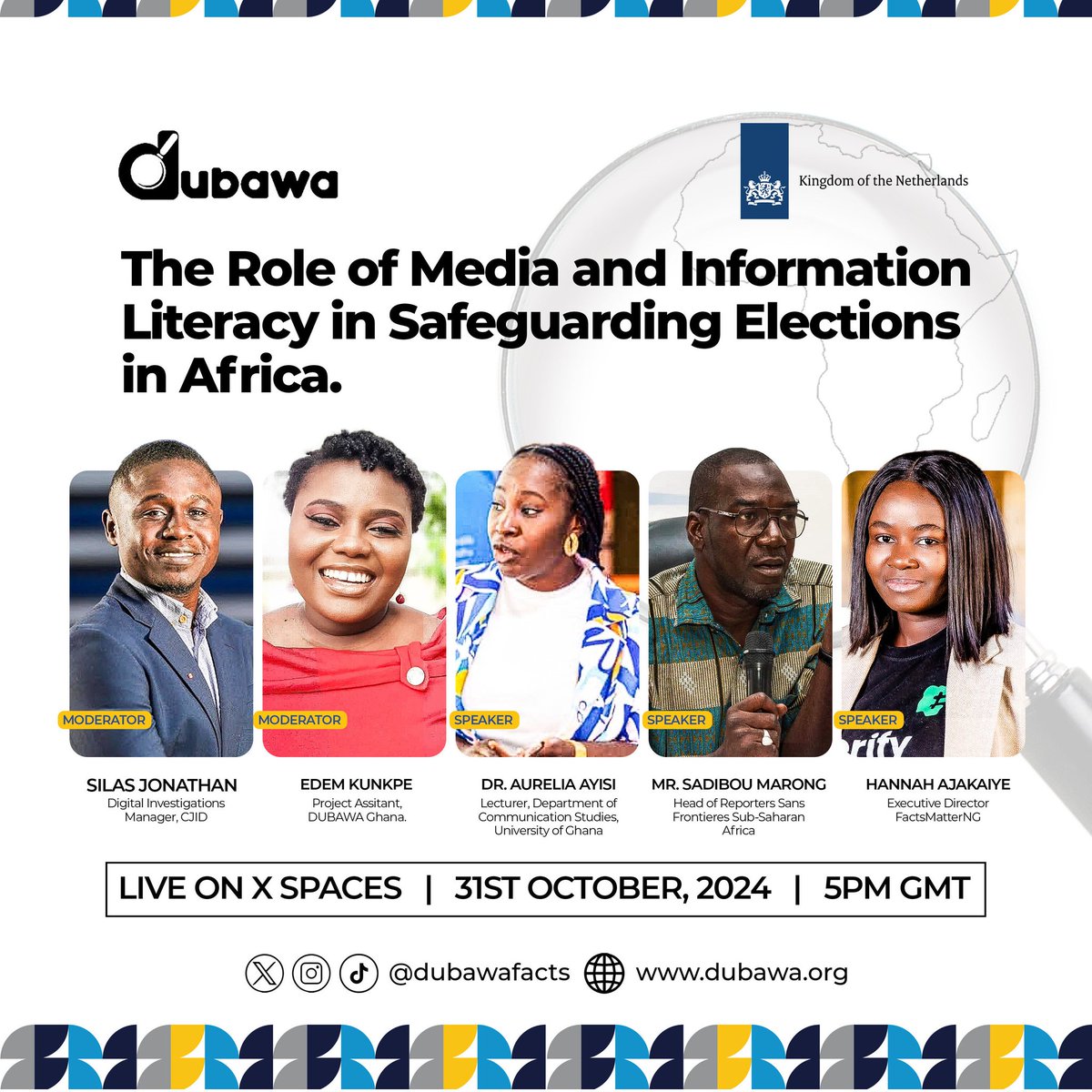 dubawaGH's tweet image. 🌍 It&apos;s today! 

We&apos;re hosting an X Spaces chat on the role of MIL in safeguarding elections in Africa today at 5pm GMT.

Mark your calendars and do not miss out:
bit.ly/48sMqwV

See you there!
#DubawaFacts 
#WeekForTruth2024 
#GlobalMILWeek 
#GlobalMILWeek
#AmplifyTruth