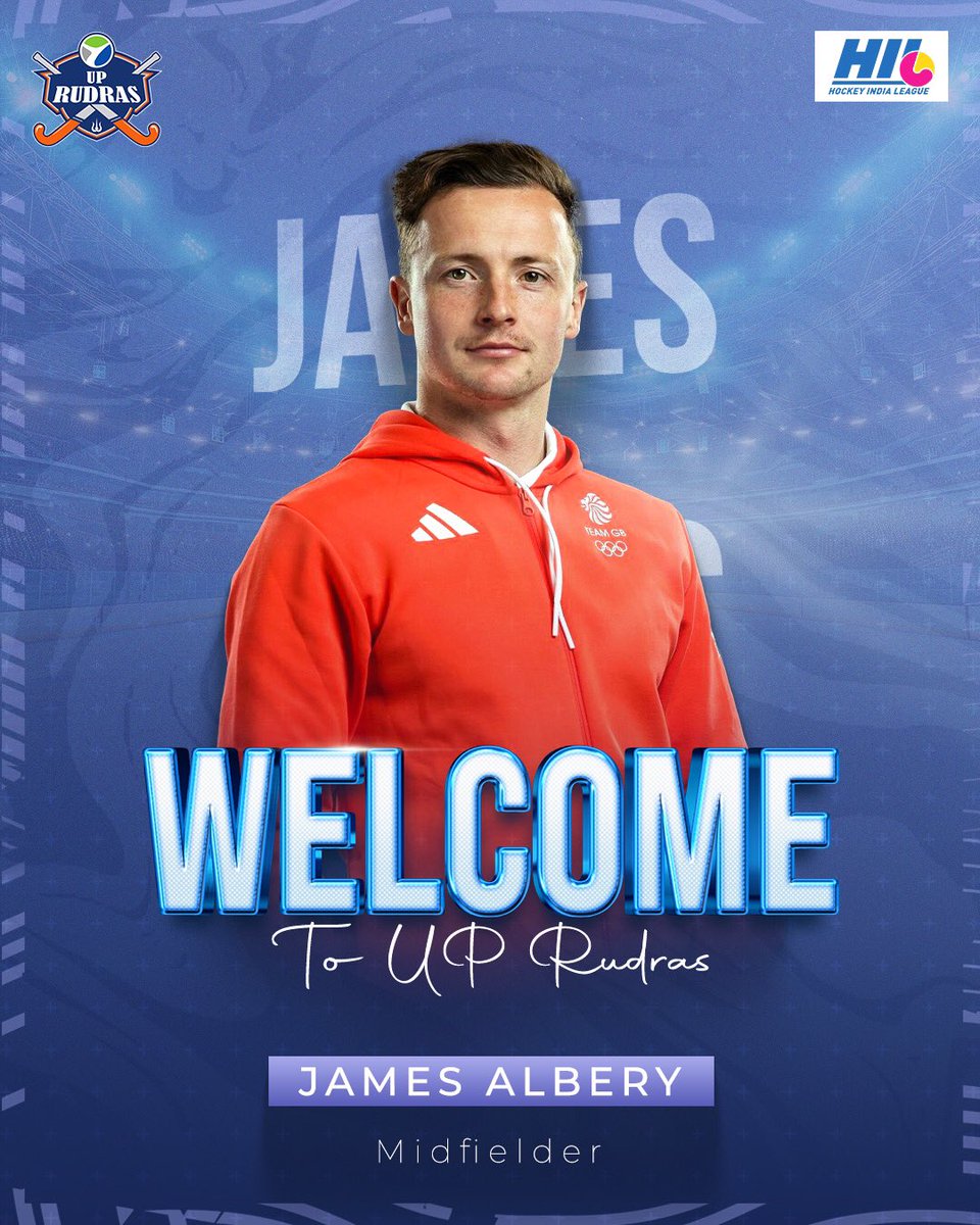 UPRudras's tweet photo. 📢 Squad Update!We are thrilled to welcome James Albery, joining us all the way from #GreatBritain! 🇬🇧 to the #UPRudras squad for 2024-25 HIL season! 🔱A true mastermind on the field, he brings the skill to command the game and the grit to take on every challenge head-on. 🏑 https://t.co/xUZDgJRWvr