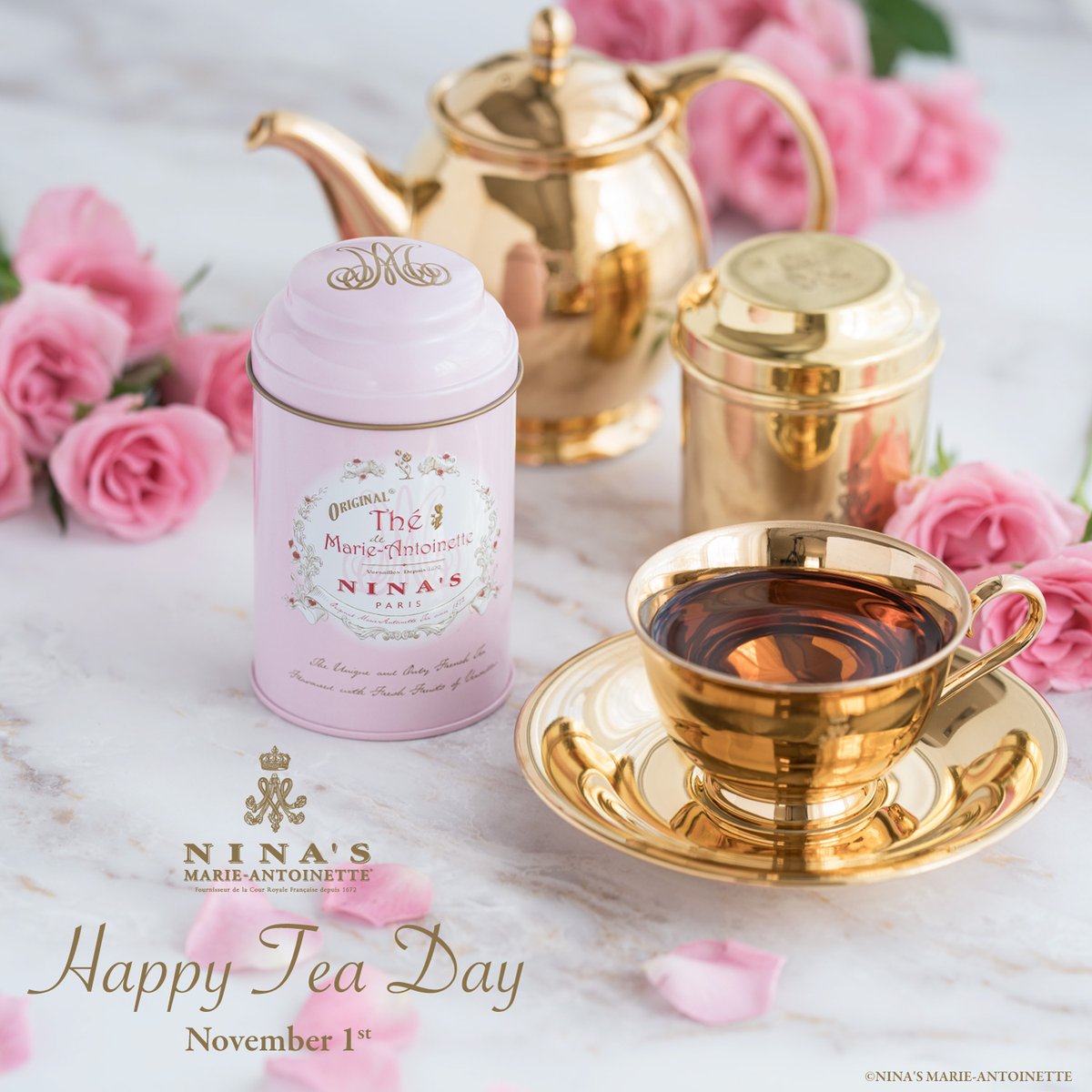 NinasParis_Jpn's tweet photo. 🌹✨Happy Tea Day✨🌹
11/1(金) は 「紅茶の日」☕️
日本人が海外で初めてティーパーティーに招かれたことが由来の記念日です。
温かい紅茶がより美味しく感じる季節、
ニナスの紅茶でクイーン ティータイムを👑✨
#happyteaday
#teaday #teaday2024
#紅茶の日 #紅茶の日2024 https://t.co/QpALpdDcqs
