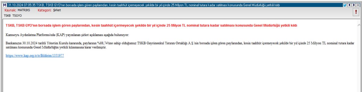 #tsgyo #tskb bu nasıl bir karardır? patron olsa tam patronluk hareket. koskoca kurumsal TSKB'nin şu yaptığına bakın. bir de demişler ki kesin taahhüt içermeyecek şekilde, yani satıp satmayacağı da meçhul. grafiği güzel bir hisseyi bu haberle niye bozuyorsun şimdi? ne garek vardı?