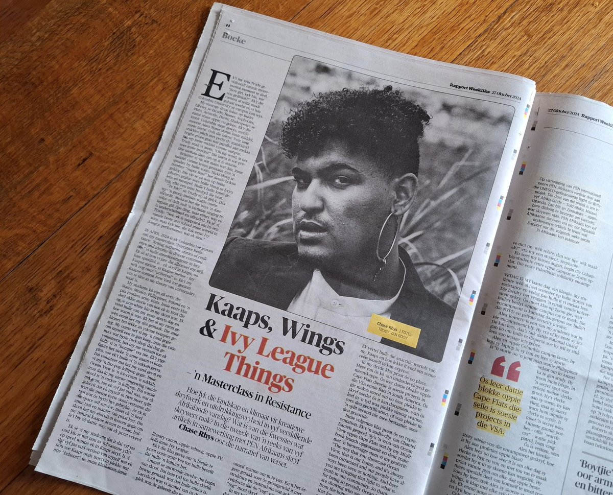 In die tweede van ’n reeks van 5 artikels vir die #RighttoWrite-projek oor kwessies wat skrywers in vyf verskillende Afrikalande raak, skryf Chase Rhys oor Kaaps en oor die narratief van verset. Lees dit hier:
projekte.netwerk24.com/rapport/chase-…
#righttowrite
<a href="/pen_int/">PEN International</a> 
<a href="/RapportSA/">Rapport</a>