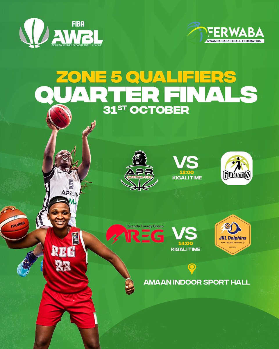 ferwabaRW's tweet photo. ๐๐ฅ Quarterfinals mood activated! Donโt miss out on todayโs games as @AprWomenbbc face the ๐ง๐ฎ Gladiators, and @regwomenbbc go up against the ๐บ๐ฌ JKL Dolphins in the quest for a spot in the #WBLA semifinals.
#WinForREG #WinForAPR ๐ท๐ผ https://t.co/aIQM3KuB9s