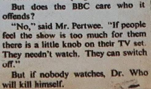 jenny_b_3's tweet photo. @JennyENicholson idk why this reminded me of Jon Pertwee saying that The Doctor will kill himself if no one watches Doctor Who 😭😂 https://t.co/r2sL2UACfR