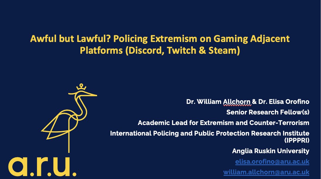 Looking forward to presenting mine and <a href="/elisa_orofino/">Elisa Orofino</a>'s new study on Policing Extremism on Gaming Adjacent Platforms at <a href="/Hedayah_CVE/">Hedayah</a> annual research conference 👏👍👇: