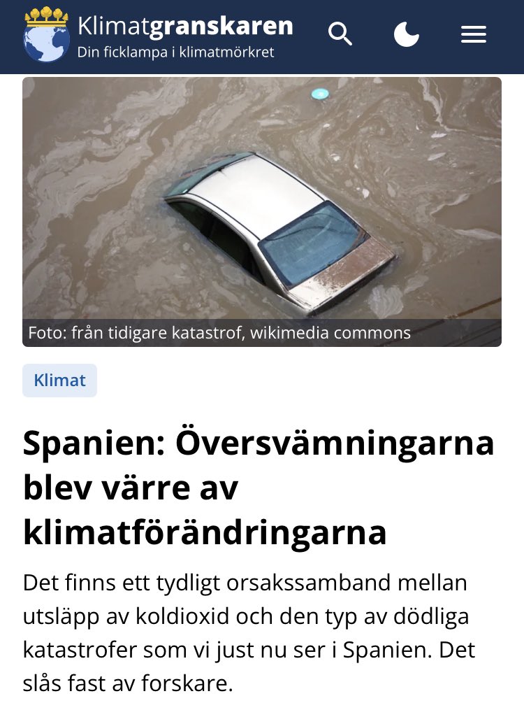Den fruktansvärda katastrof som nu utspelar sig i sydöstra Spanien, där ett års regn föll på fyra timmar och där hittills 95 personer bekräftats döda, har en tydlig koppling till klimatförändringarna.