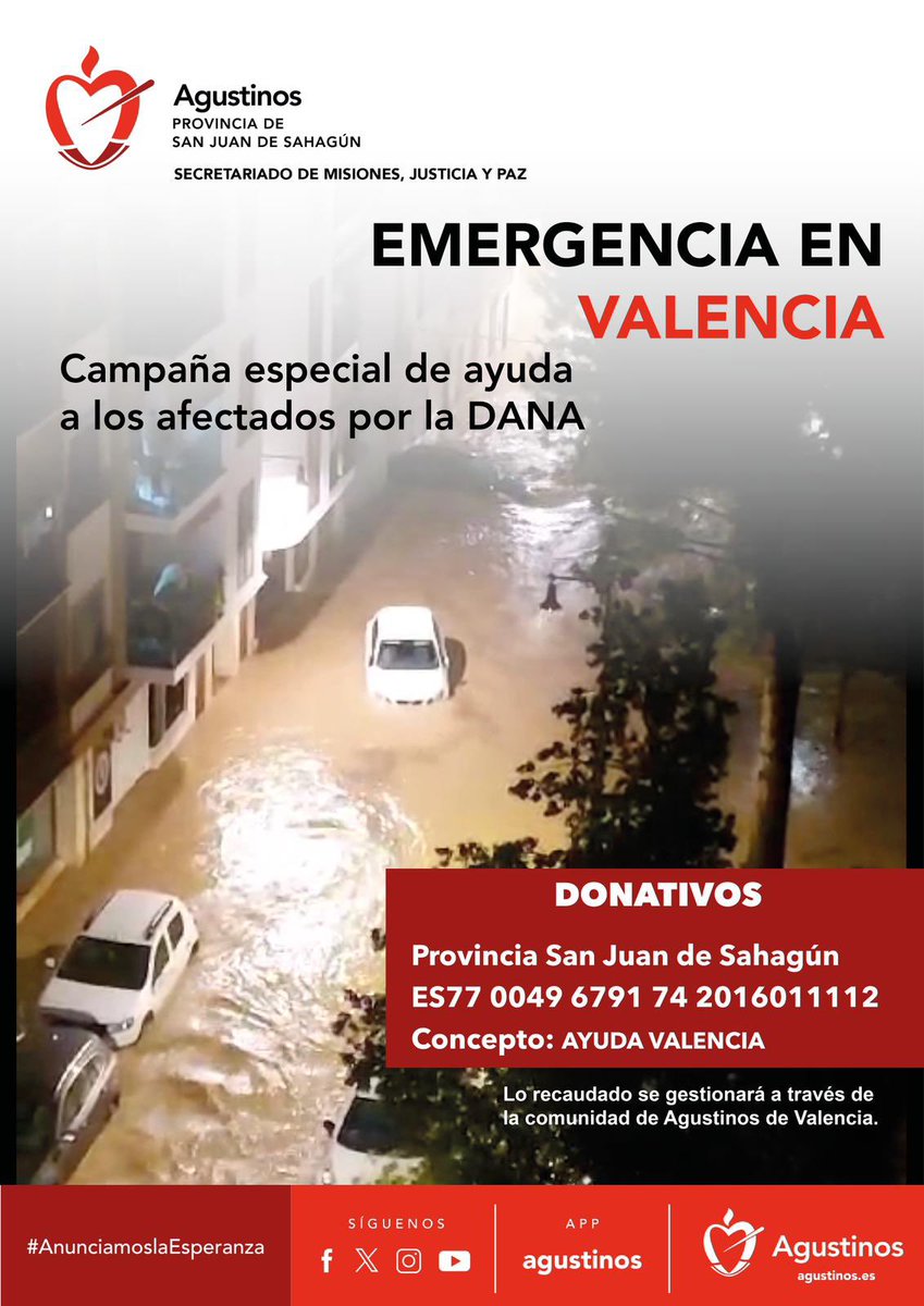 ongcebu's tweet photo. 🌧️💙 Campaña de Ayuda para Valencia

Lanzamos una campaña de donaciones económicas para apoyar a los afectados por la DANA.

🙏 ¡Cada pequeño aporte cuenta! Consulta el cartel para más información sobre cómo puedes sumarte.

#anunciamoslaesperanza https://t.co/bp82nmmNxY