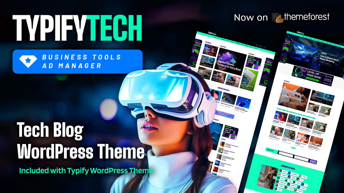💻 Launch Your Tech Blog with Typify Tech – The Ultimate WordPress Theme for Tech Enthusiasts! 💻 qantumthemes.com/typify-magazin…
#TechBlog #WordPressTheme #TypifyTech #GadgetReviews #TechnologyNews #TechUpdates #technology #magazine #blog #blogwebsite #blogdesign #wordpress #elementor