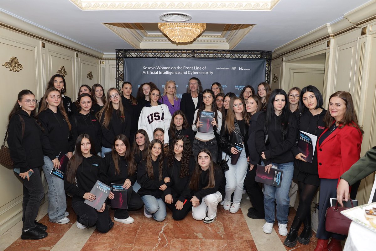 NLinKosovo's tweet photo. Ambassador @Karin_Boven was honored to attend the MATRA project’s closing event on cybersecurity, led by @ipkofoundation and @WomenInTechOrg. This initiative empowered women and girls in cybersecurity, equipping them with skills. Wishing them success in their future endeavours. https://t.co/V7WWk0cwmh
