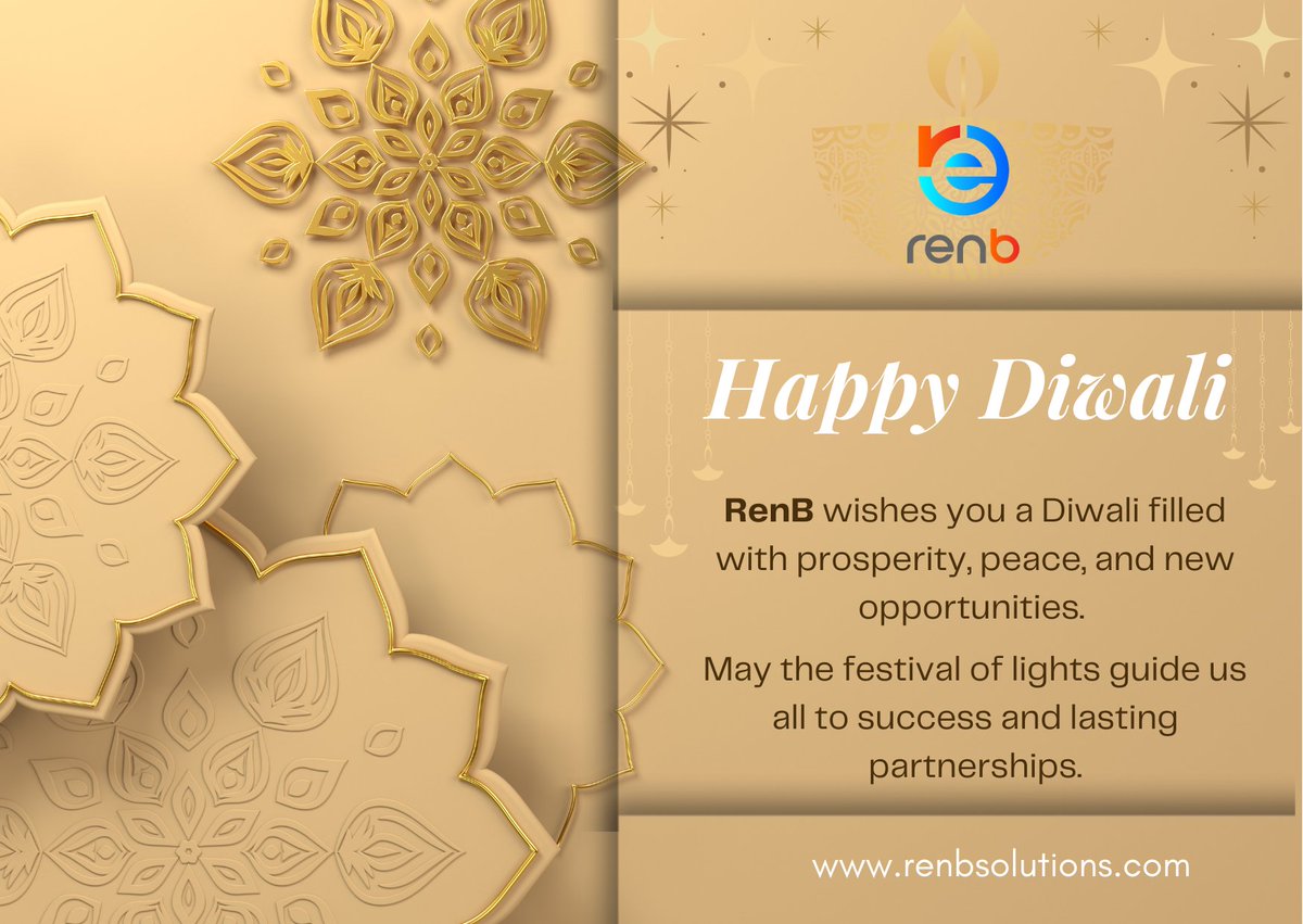 Renbsolutions's tweet image. May the festival of lights bring joy, prosperity, and new beginnings to all! 🌟✨ RenB Solutions wishes you and your family a very Happy Diwali! Let’s illuminate our path to success together. 🪔 

#HappyDiwali #FestivalOfLights #RenBsolutions