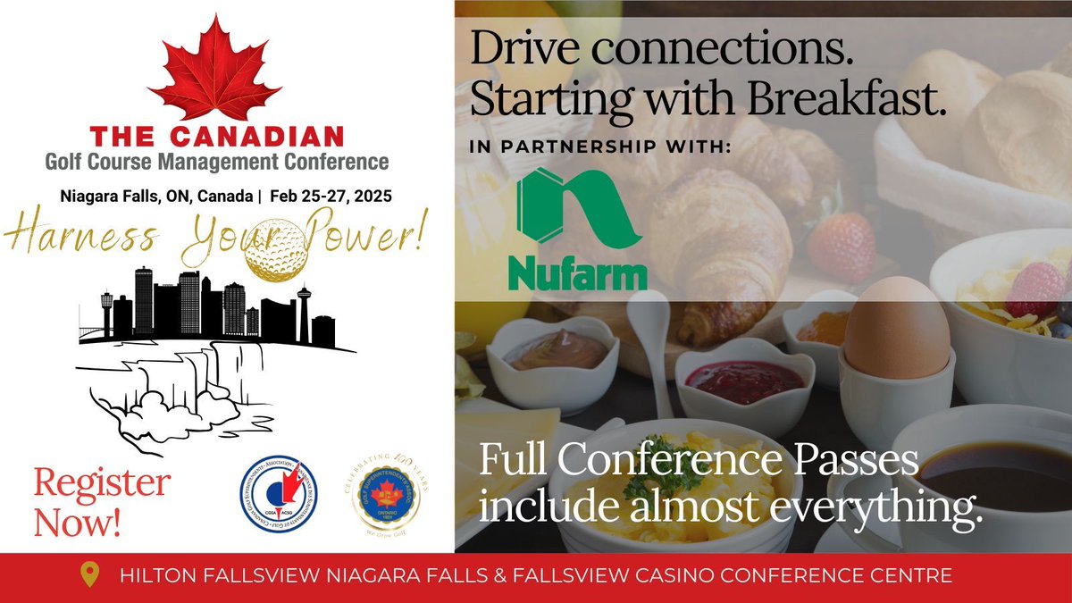 Start your day with a delicious breakfast at the conference, sponsored by <a href="/NufarmTurfCAN/">NufarmTurfCanada</a>! Fuel up for a day of learning and networking! #OGSA #CGSA #TodayInOntario <a href="/GolfSupers/">CGSA</a> buff.ly/4elXvBF