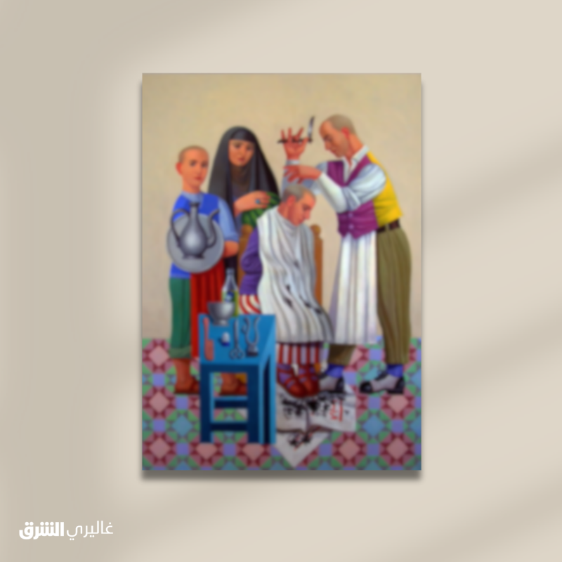 galleryasharq's tweet photo. حلاق بغداد...اكريليك على القماش من عمل الفنان #العراقي فيصل لعيبي #غاليري_الشرق