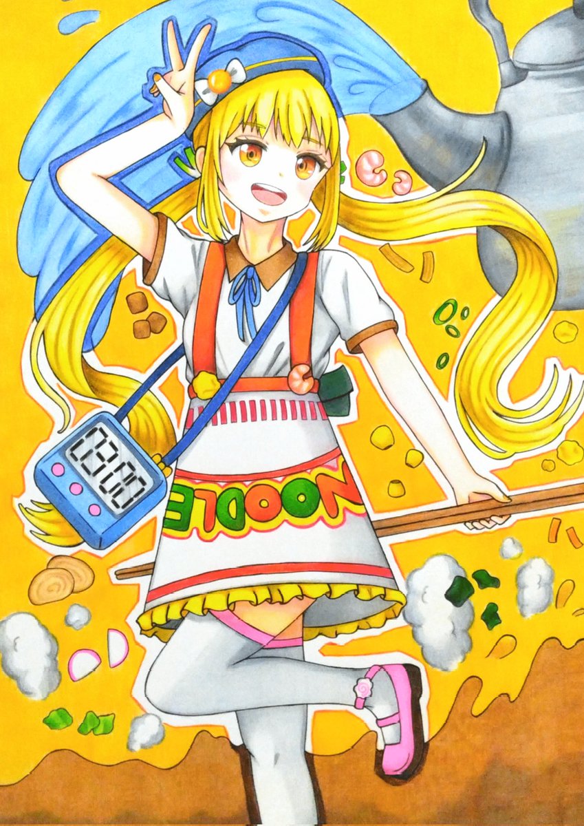 カップラーメン擬人化イラストコンテストに応募した作品です。  11月9日～24日まで愛知県半田市のクラシティにて展示されます。お客様による投票で入賞者が決まります。 #イラスト #色鉛筆画 #アナログイラスト