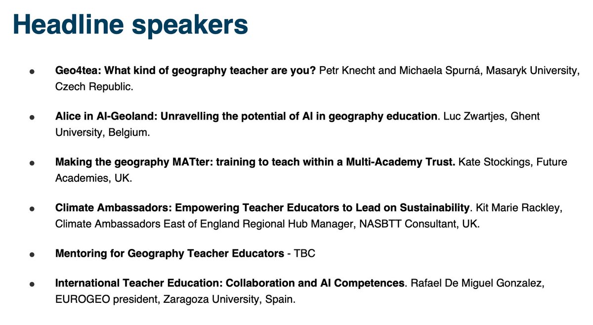 kate_stockings's tweet image. Booking is now open for the @GTEConf in January- always a highlight of the CPD year for thinking about training &amp;amp; mentoring the next generation of #geographyteacher(s). If you haven't been before and have any questions, drop me a DM 😊

stmarys.ac.uk/events/2024/ge…
