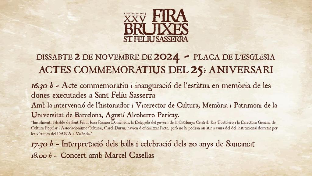 Dissabte 2 de novembre, en el marc de la XXV Fira Bruixes de Sant Feliu Sasserra, inugurem el monument en memòria de les dones penjades injustament, obra de Josep Miquel Rodriguez Coma. <a href="/StFeliuSasserra/">SantFeliuSasserra🎗</a> <a href="/FiraBruixes/">Fira de les Bruixes</a> <a href="/MCasellasN/">Marcel Casellas</a>