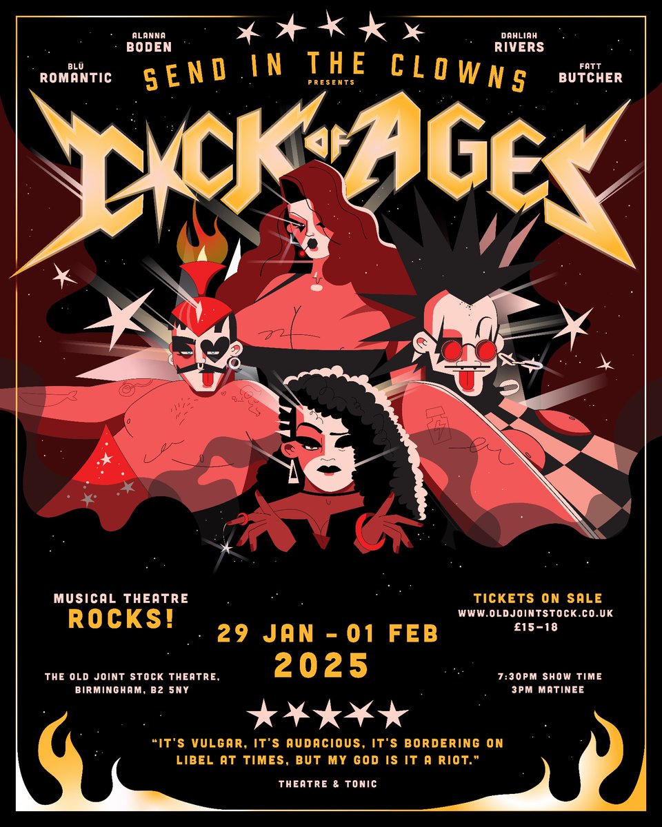 Fatt Butcher (@fattbutcher) on Twitter photo Here we go again! Send In The Clowns is back and this time musical theatre ROCKS.
⚡️C*CK OF AGES!⚡️
A drag celebration-cum-assassination of the rock musical hits the <a href="/OldJointStock/">Old Joint Stock Pub & Theatre</a> Jan 29-Feb 1 2025.
Tickets on sale now (and they’re selling fast): oldjointstock.co.uk/whats-on/send-… Here we go again! Send In The Clowns is back and this time musical theatre ROCKS.
⚡️C*CK OF AGES!⚡️
A drag celebration-cum-assassination of the rock musical hits the <a href="/OldJointStock/">Old Joint Stock Pub & Theatre</a> Jan 29-Feb 1 2025.
Tickets on sale now (and they’re selling fast): oldjointstock.co.uk/whats-on/send-…