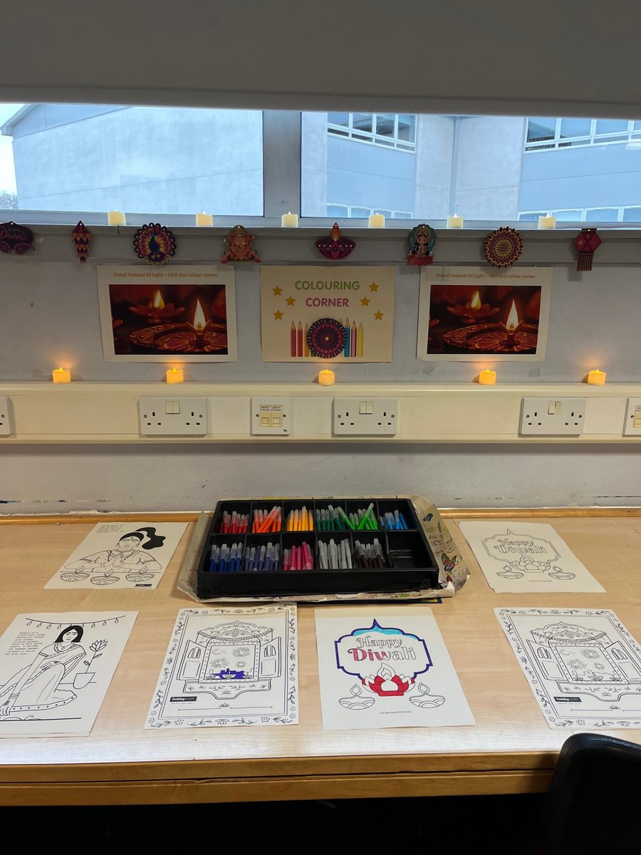And another view of our Diwali colour and chill corner, with some pupils already having coloured in this morning.