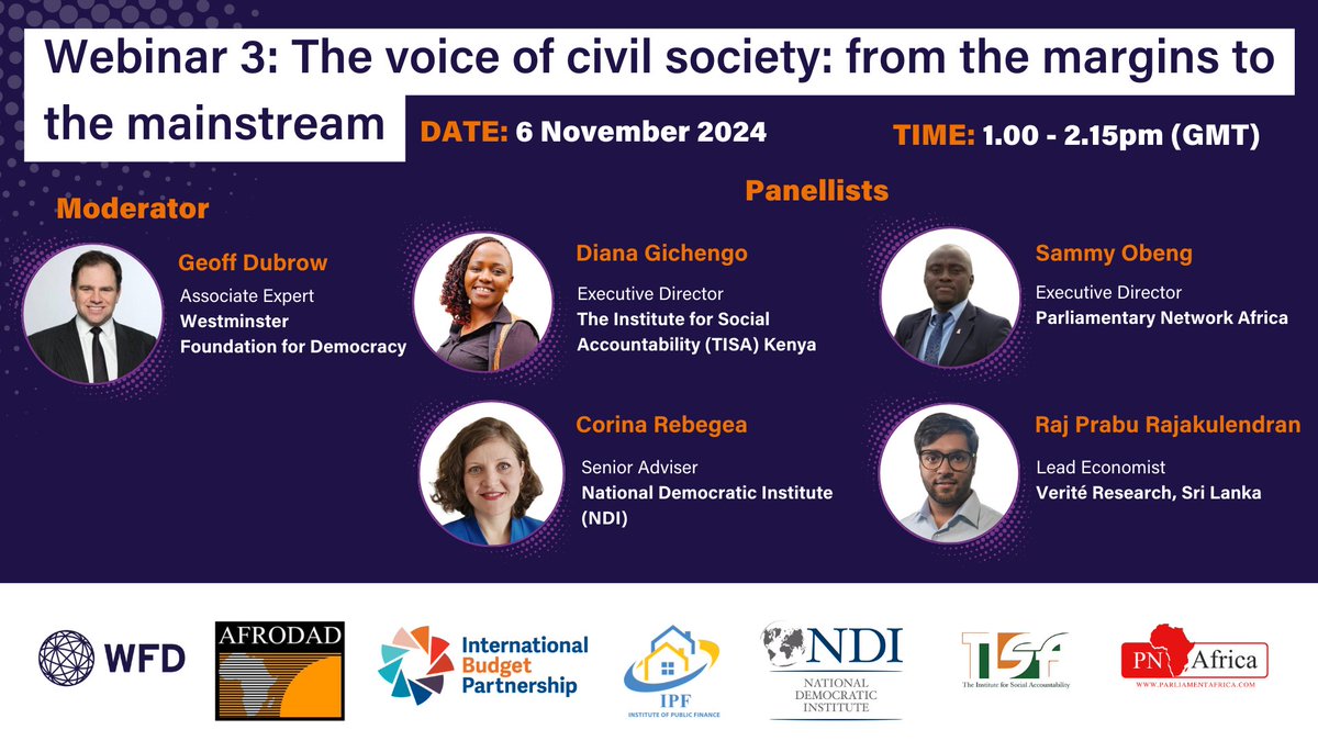 Debt distress puts governments in need of financial assistance, often from international lenders, with little input from civil society, who actually hold great power to monitor the transparency &amp; accountability of public debt.

⏲️ Wed 11/6 at 1pm GMT
✍️ wfd.org/what-we-do/eve…