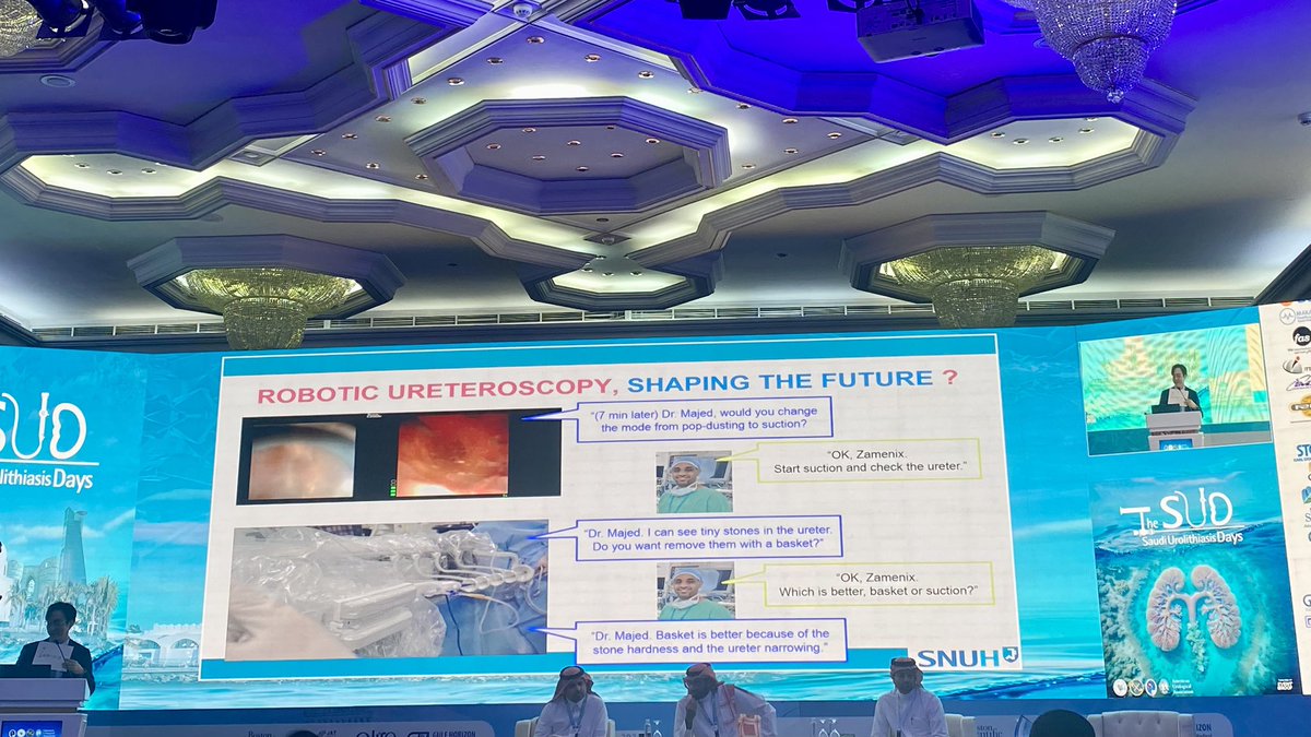 The future is near! <a href="/DrMajedAlharthi/">Majed Alharthi</a> 
Thoughtful talk by Prof. Cho <a href="/kmoretry/">Sung Yong CHO</a> about the future of robotic ureteroscopy at #SUD2