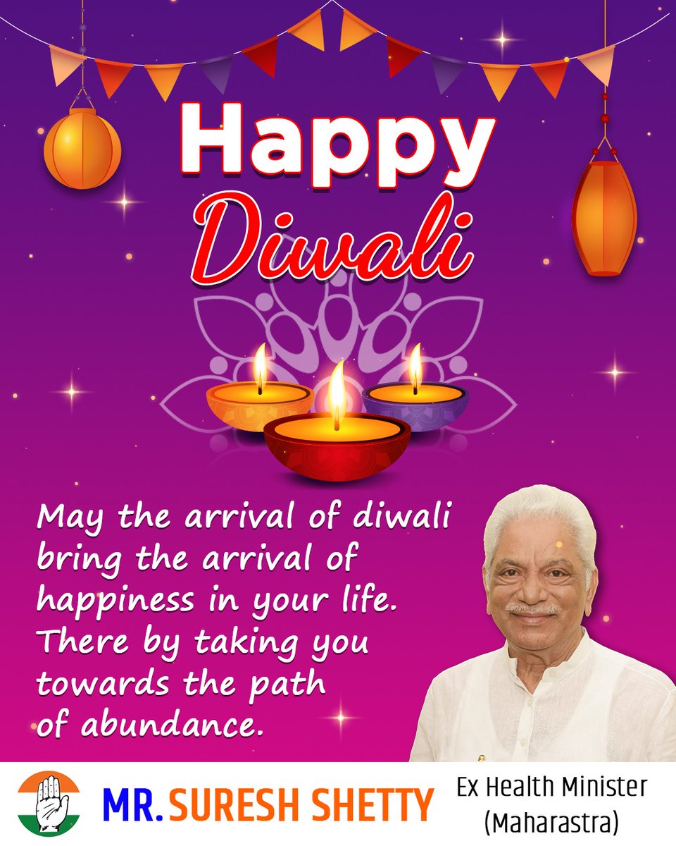Vinay Pandey 🇮🇳 (@incvinaypandey) on Twitter photo May the arrival of diwali bring the arrival of happiness in your life.
There by taking you towards the path of abundance.
: Mr. <a href="/_ssuresh/">Suresh H. Shetty</a> ( Ex.Minister, Health Maharashtra. )
#HappyDiwali2024 #Mumbai
#Diwali2024 #narakchaturdashi
#NorthwestMumbai #INCIndia #MumbaiNorthwest May the arrival of diwali bring the arrival of happiness in your life.
There by taking you towards the path of abundance.
: Mr. <a href="/_ssuresh/">Suresh H. Shetty</a> ( Ex.Minister, Health Maharashtra. )
#HappyDiwali2024 #Mumbai
#Diwali2024 #narakchaturdashi
#NorthwestMumbai #INCIndia #MumbaiNorthwest