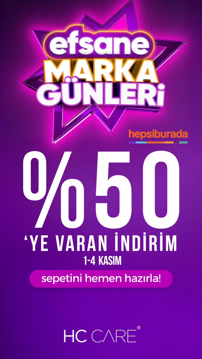 HCTurkiye's tweet photo. 🌟HC Care'den EFSANE MARKA GÜNLERİ ! %50'ye varan indirimlerle muhteşem fırsatları kaçırmayın! 

👉 https://t.co/6LdlmNMeaQ https://t.co/d50l7T1SxN