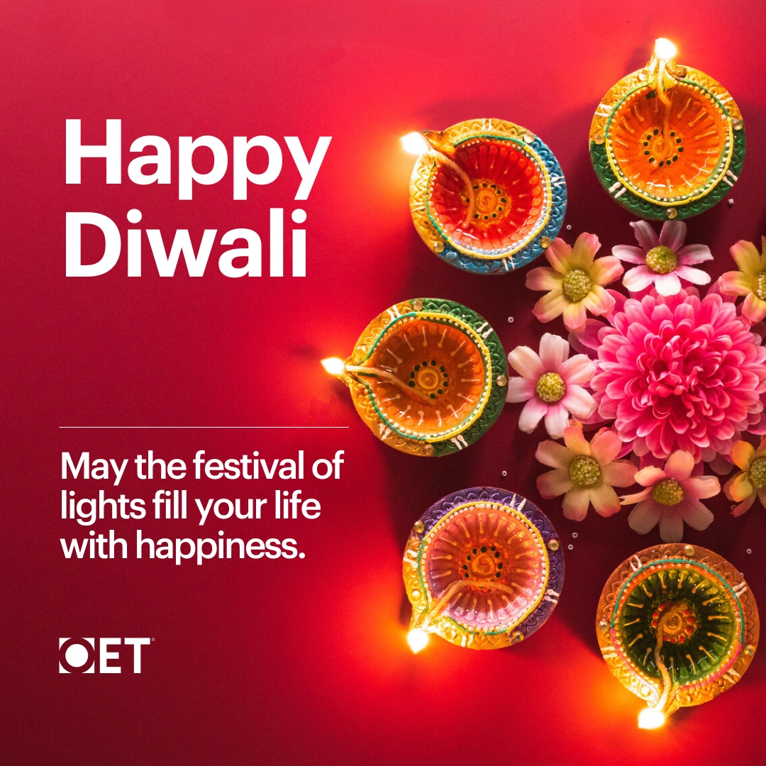 OETOfficial's tweet photo. Warm wishes to everyone celebrating #Diwali, from all of us at OET. 🪔 https://t.co/oscANcAe6c