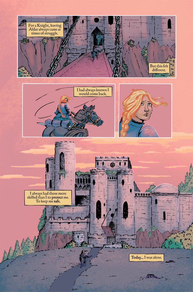 Join the young self doubting knight Aethelflaed as she is exiled from her home &amp; sent to find adventure in Of Ichor &amp; Bone. Serialised monthly on <a href="/Patreon/">Patreon</a>. 

Illustrated by <a href="/SammyWardDraws/">Sammy Ward</a> 
Colours by <a href="/jp_jordan/">JP Jordan</a> 
Letters by <a href="/ChrisManji/">Chris 'Human Cryptid' Mole ☀️</a> 
Edits by <a href="/illusClaire/">Claire Napier</a> 
Written by me