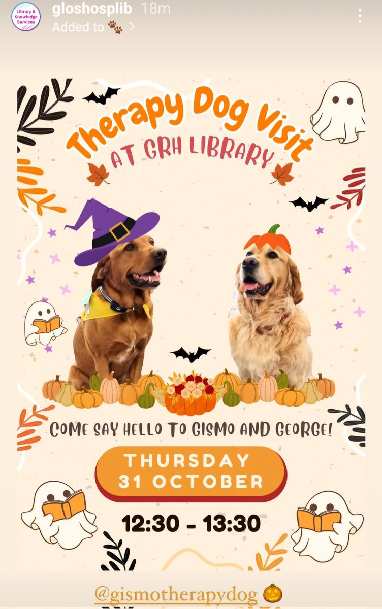 GismoPATdog💙 🇺🇦 (@gismopatdog) on Twitter photo Looking forward to seeing everyone <a href="/gloshospitals/">Gloucestershire Hospitals NHS Foundation Trust</a> <a href="/GlosHospLib/">The Library & Knowledge Services Team 💙</a> <a href="/GHFT_DCC/">GHFT Critical Care</a> later today 😀 👻🎃👻🎃🐾🐾 <a href="/PetsAsTherapyUK/">Pets As Therapy</a> #trickortreat Looking forward to seeing everyone <a href="/gloshospitals/">Gloucestershire Hospitals NHS Foundation Trust</a> <a href="/GlosHospLib/">The Library & Knowledge Services Team 💙</a> <a href="/GHFT_DCC/">GHFT Critical Care</a> later today 😀 👻🎃👻🎃🐾🐾 <a href="/PetsAsTherapyUK/">Pets As Therapy</a> #trickortreat