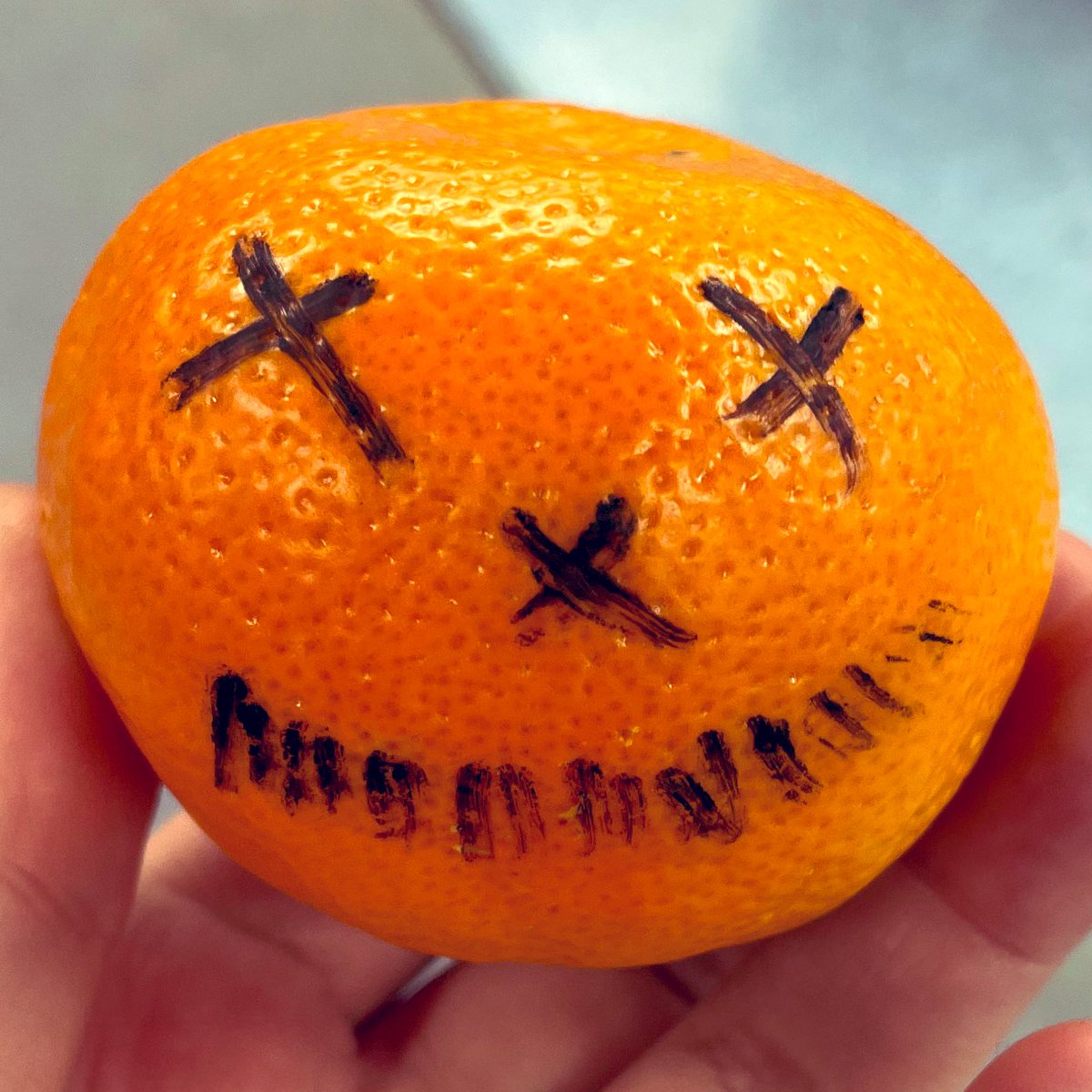 Happy Halloween! 🎃👻 
One of my little humans excitedly gifted me a scary ‘pumpkin’ this morning. Something tells me it won’t be fruit hangovers I will dealing with with tomorrow’s preschoolers! 🤪#alligotforhalloweenwasthismandarin