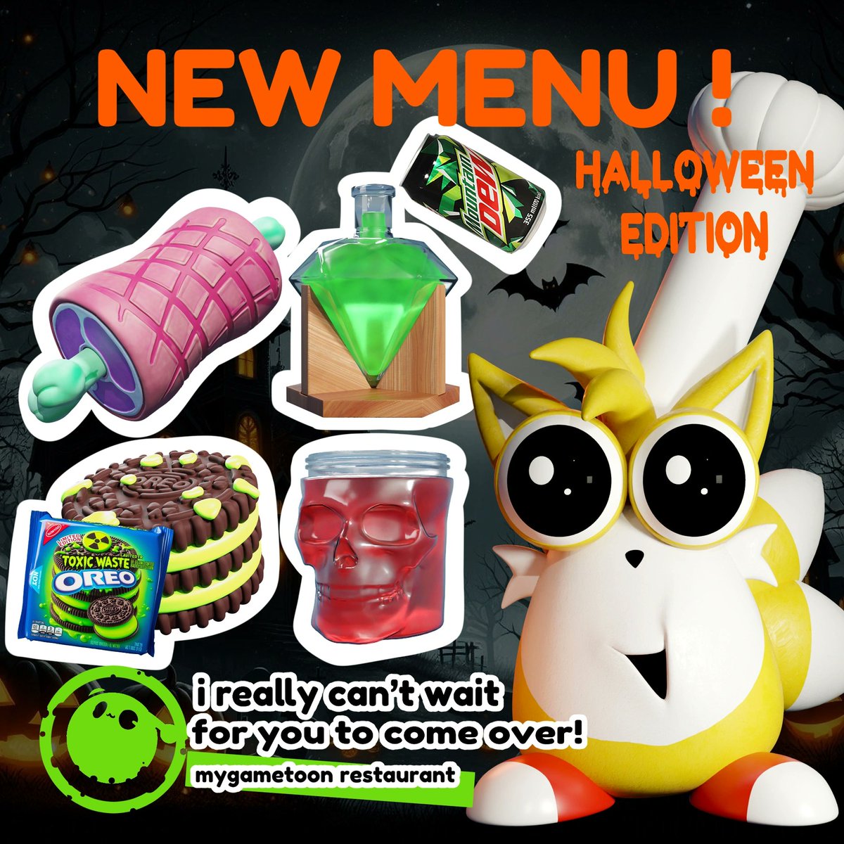 mygametoon's tweet photo. https://t.co/tIK5ZwoePB

Eating emoticons in order but shin sonic has been uploaded!
I really can't wait for you to come over!

👇new menu👇

Zombie meat

Emerald Mountain Dew
Toxic Waste Oreo
Favorite Day - Halloween Sour Candy Slime(Strawberry flavor)

_my game toon restaurant https://t.co/nYQnExuCU3