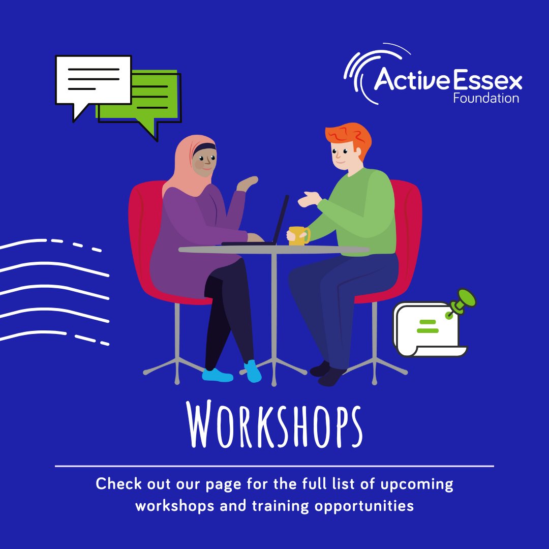 Have you checked out our workshops page on our website?

Newly listed workshops and training opportunities are now live and there's a wide range to engage with which will assist delivery of clubs and programmes!

Find out more here: activeessexfoundation.org/workshops