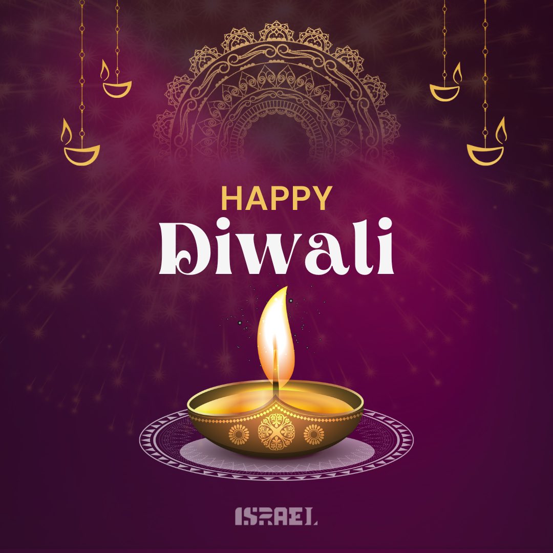 Happy #Diwali to our friends celebrating around the world!

May this Festival of Lights bring peace, prosperity, and joy to all.

Today and always, we are grateful for the deep bonds between our people. 🇮🇱❤️🇮🇳

दीपावली की हार्दिक शुभकामनाएँ! 🪔✨
