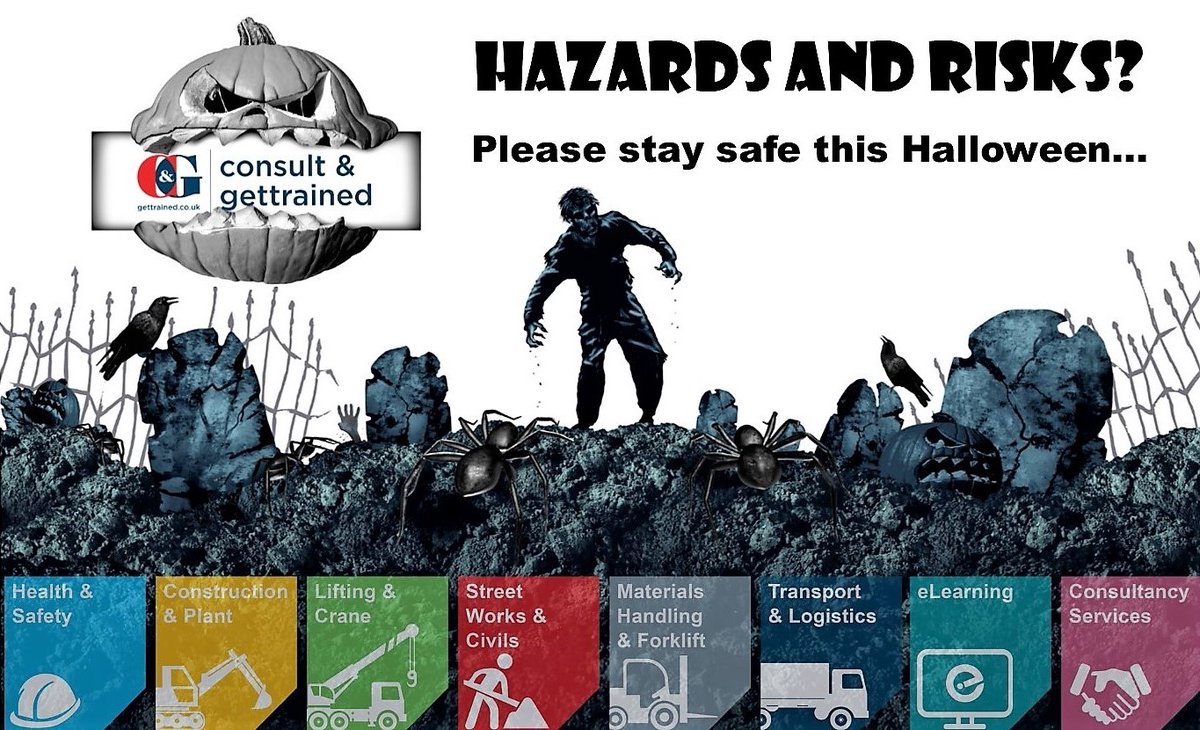 🎃👻 Hazards and Risks! Stay safe this Halloween and keep your workplace free from spooky surprises!🕸️🦇

Contact us to learn more about our health &amp; safety training @ GetTrained.co.uk

#GetTrained #HappyHalloween
